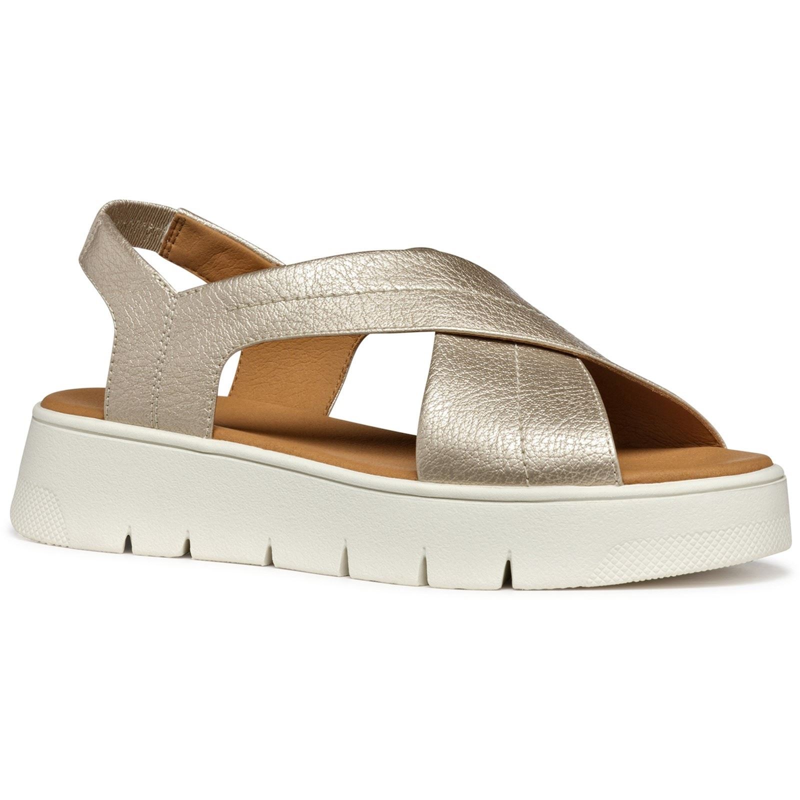 Geox D DANDRA 40 Synthetic Synthetic Women's Light Gold Sandals