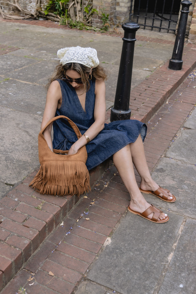 Tower London Cut Out Leather Women's Tan Mules