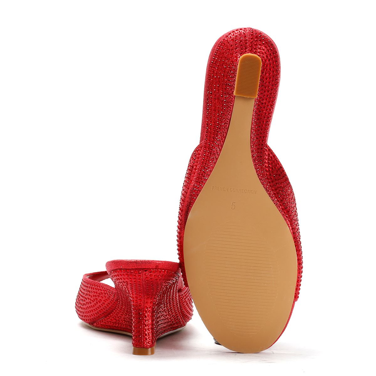 French Connection Tina Rhinestone Women's Red Wedge Sandals