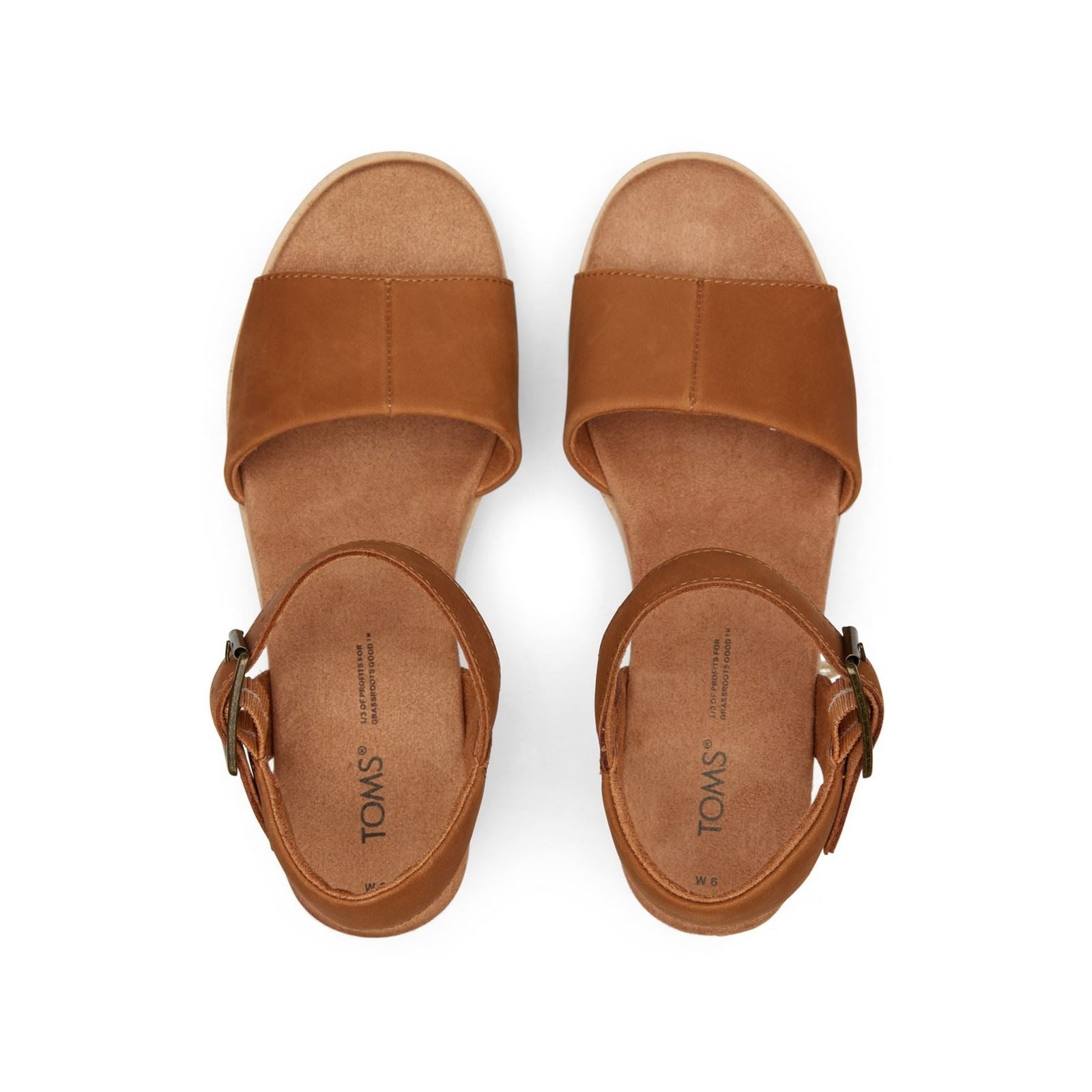 TOMS Diana Leather Women's Tan Wedges