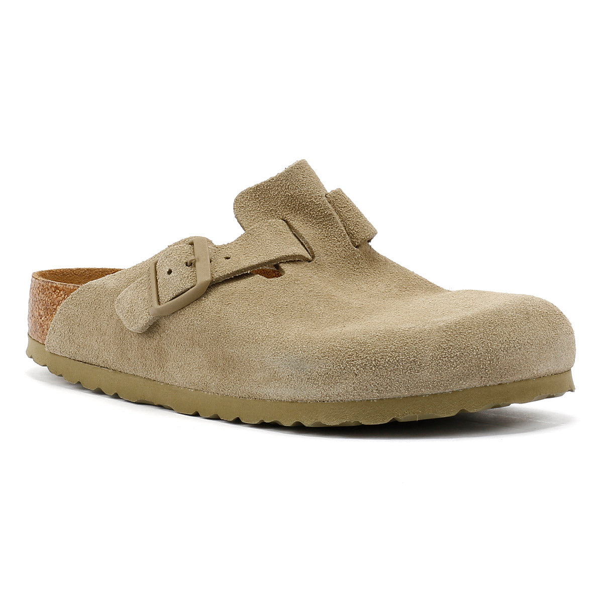 Birkenstock Boston Suede Faded Khaki Grey Clogs
