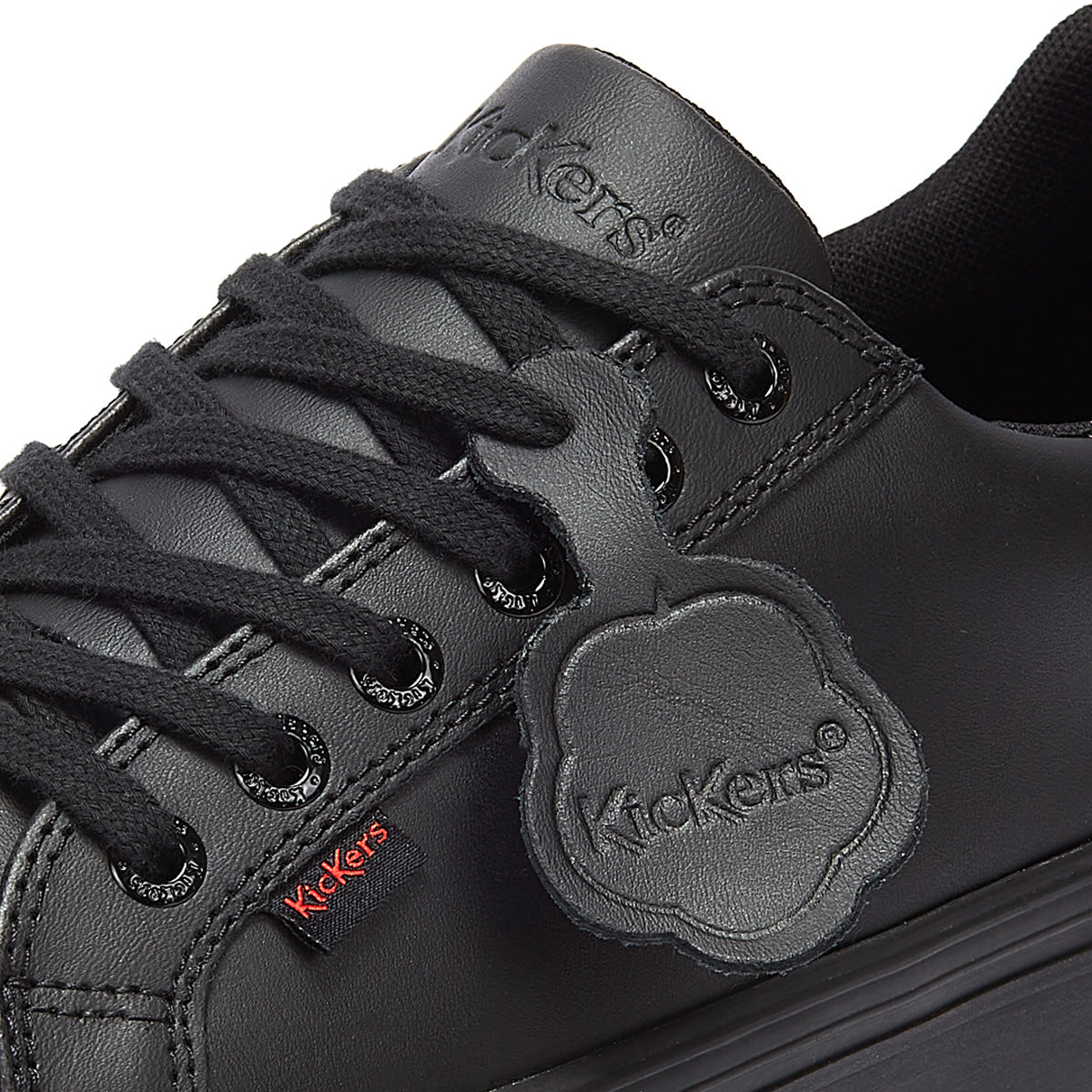 Kickers Youth Black Leather Tovni Lacer Trainers