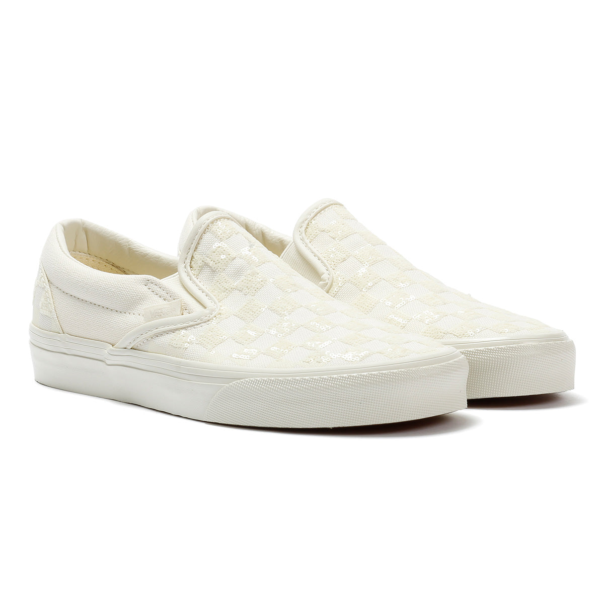 Vans Classic Slip-On Canvas Women's White Beaded Checkerboard Trainers