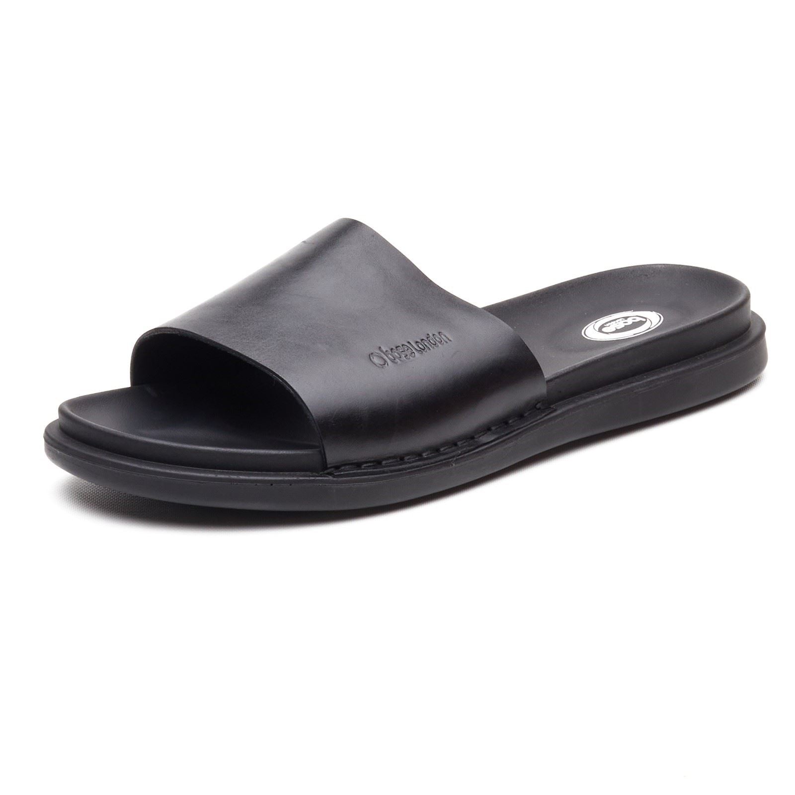 Base London Albany Leather Men's Black Slides