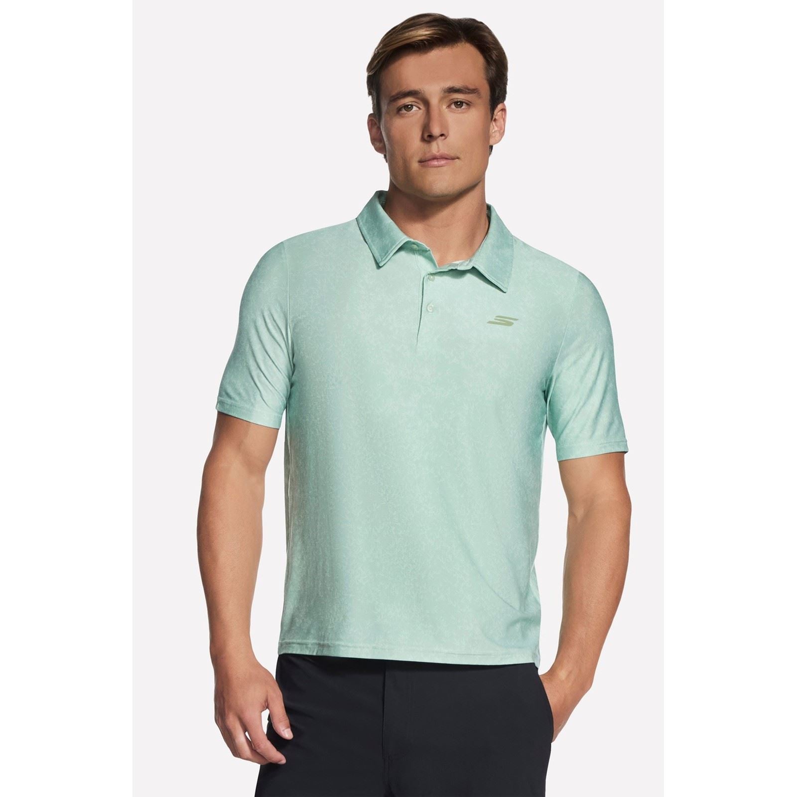 Skechers GO DRI All Day Printed Polyester Men's Green Polo Shirt