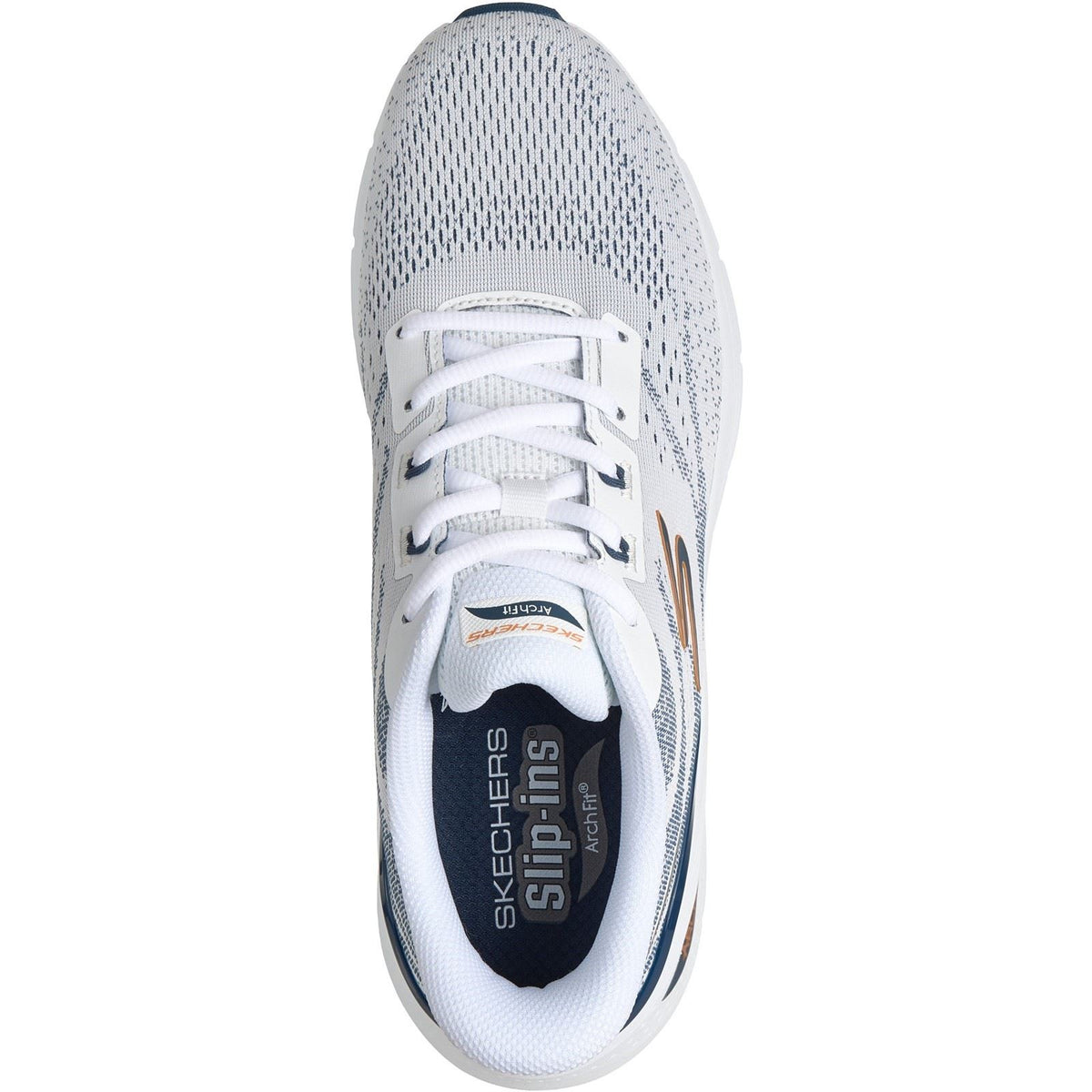 Skechers Arch Fit 3.0 Textile Men's White Mesh/Tpu/Navy Trim Trainers