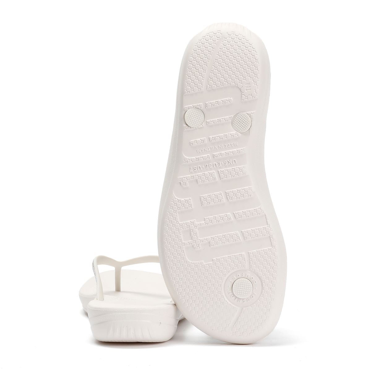 FitFlop Iqushion Sparkle Women's Urban White Flip Flops