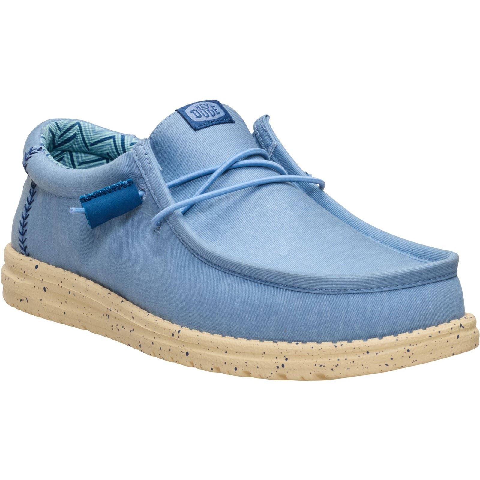 HEYDUDE Wally Stretch Textile Men's Faded Denim/Boulder Tan Loafers