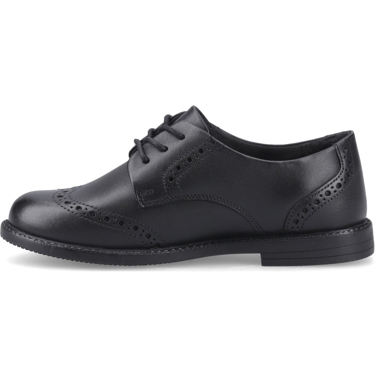 Hush Puppies Ava Snr Leather Girl's Black Brogues