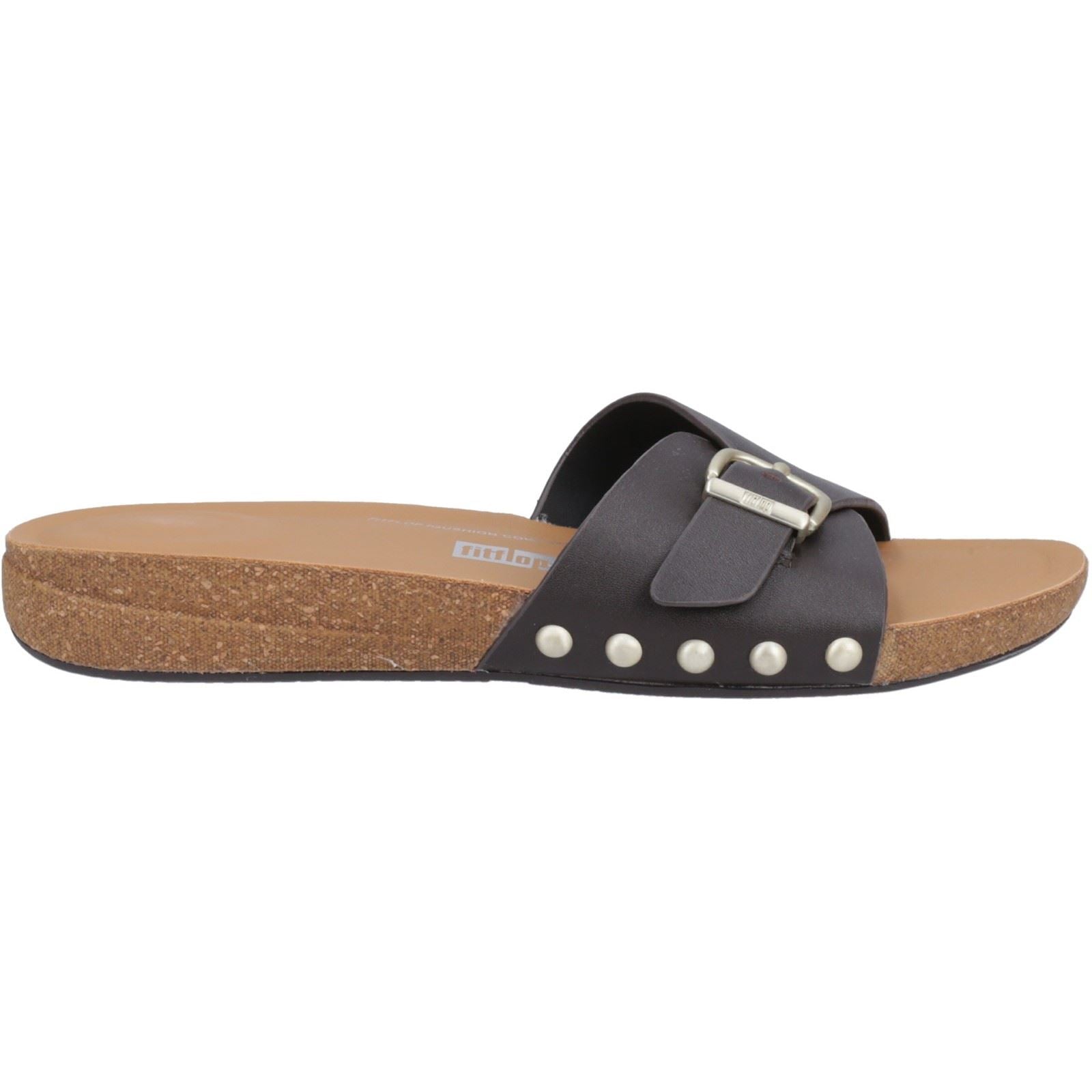 Fitflop iQushion Adjustable Buckle Leather Women's Chocolate Brown Sandals