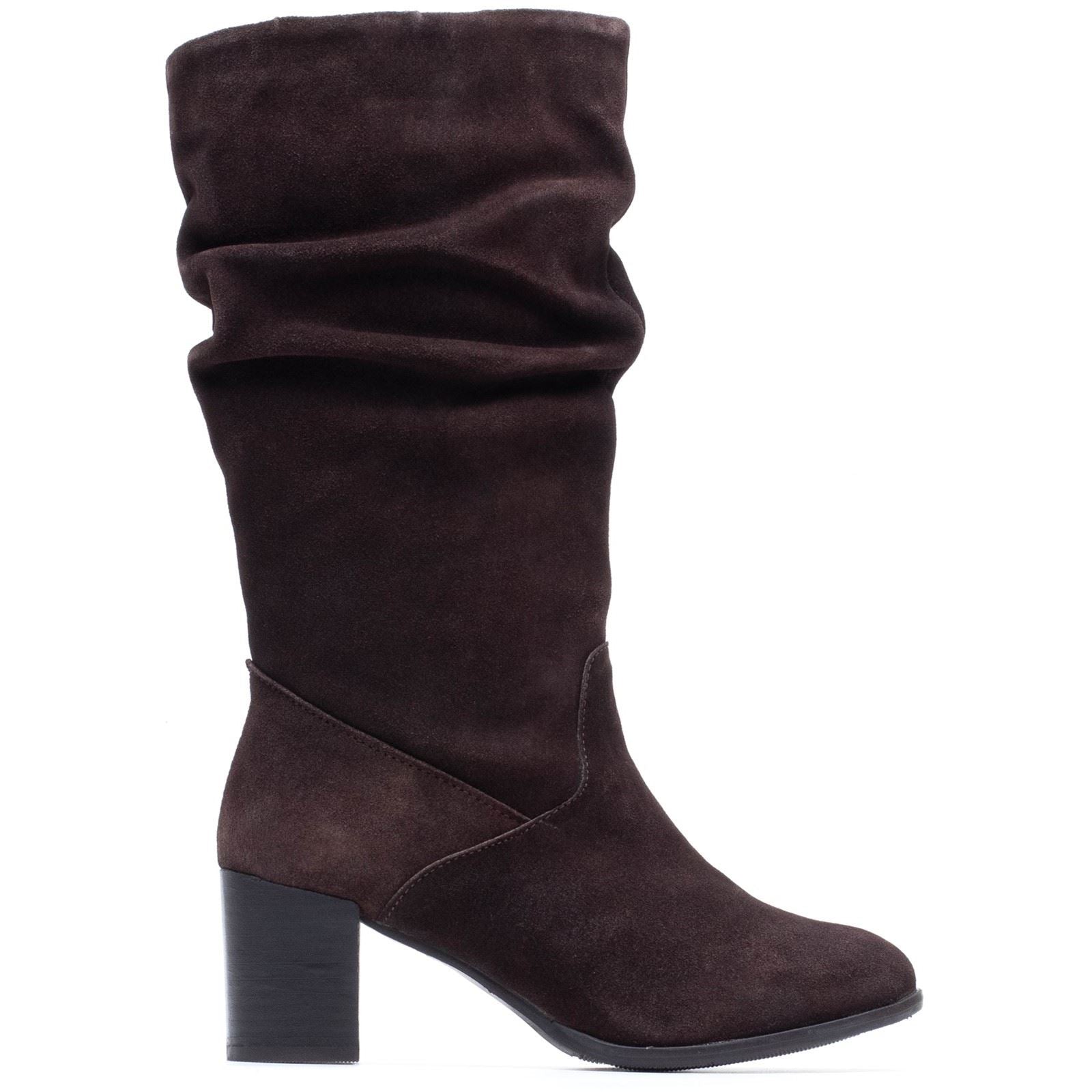 Hush Puppies Cosima Suede Women's Chocolate Heeled Knee High Boots