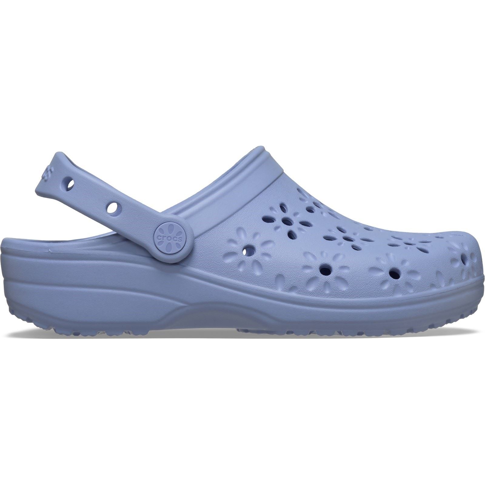 Crocs Classic Floral Cut Out Thermoplastic Women's Blue Haze Clogs