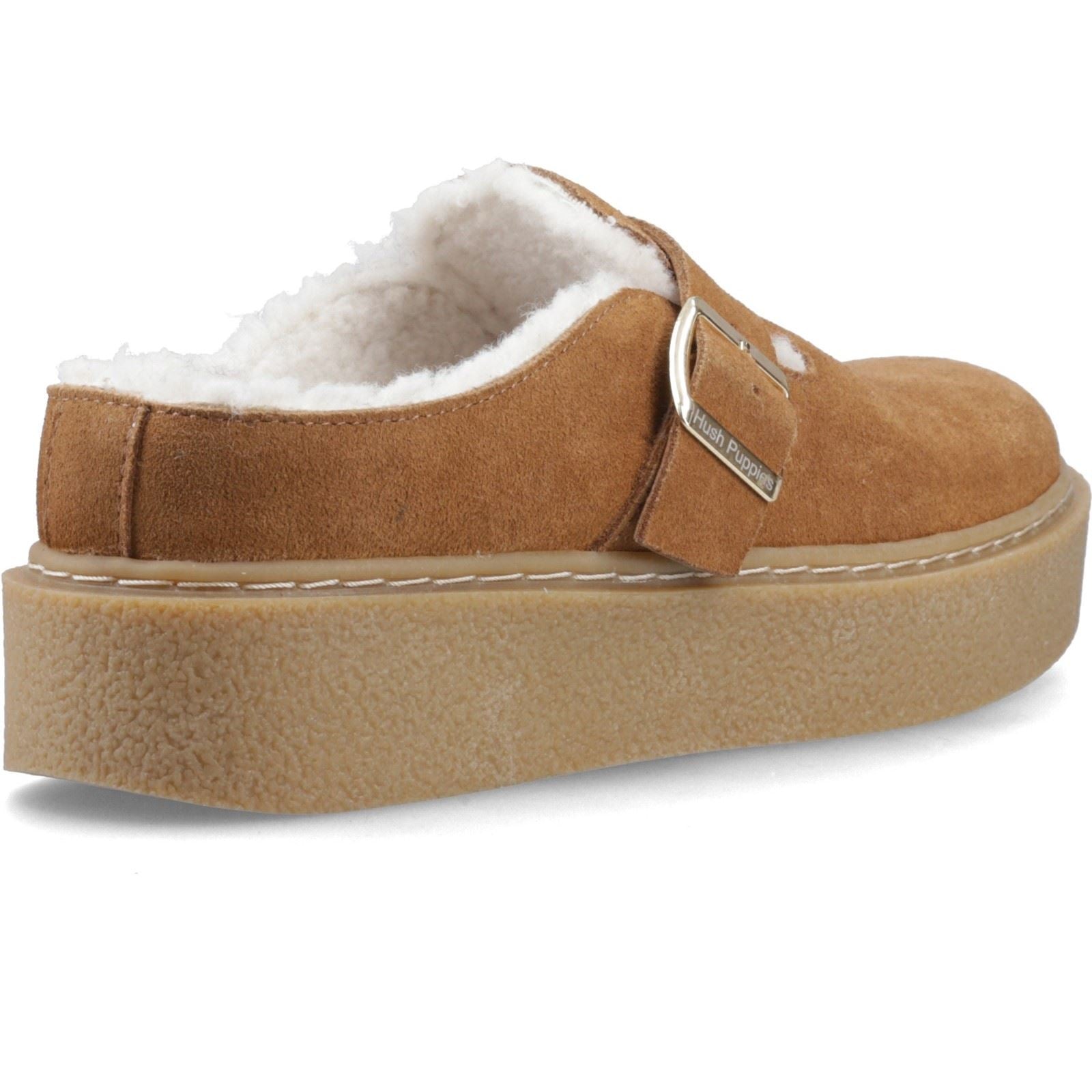 Hush Puppies Blanche Fur Leather Women's Tan Mules