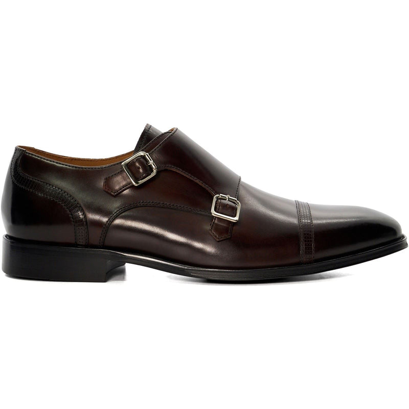 Dune Saloon Leather Men's Brown Double Monk Shoes