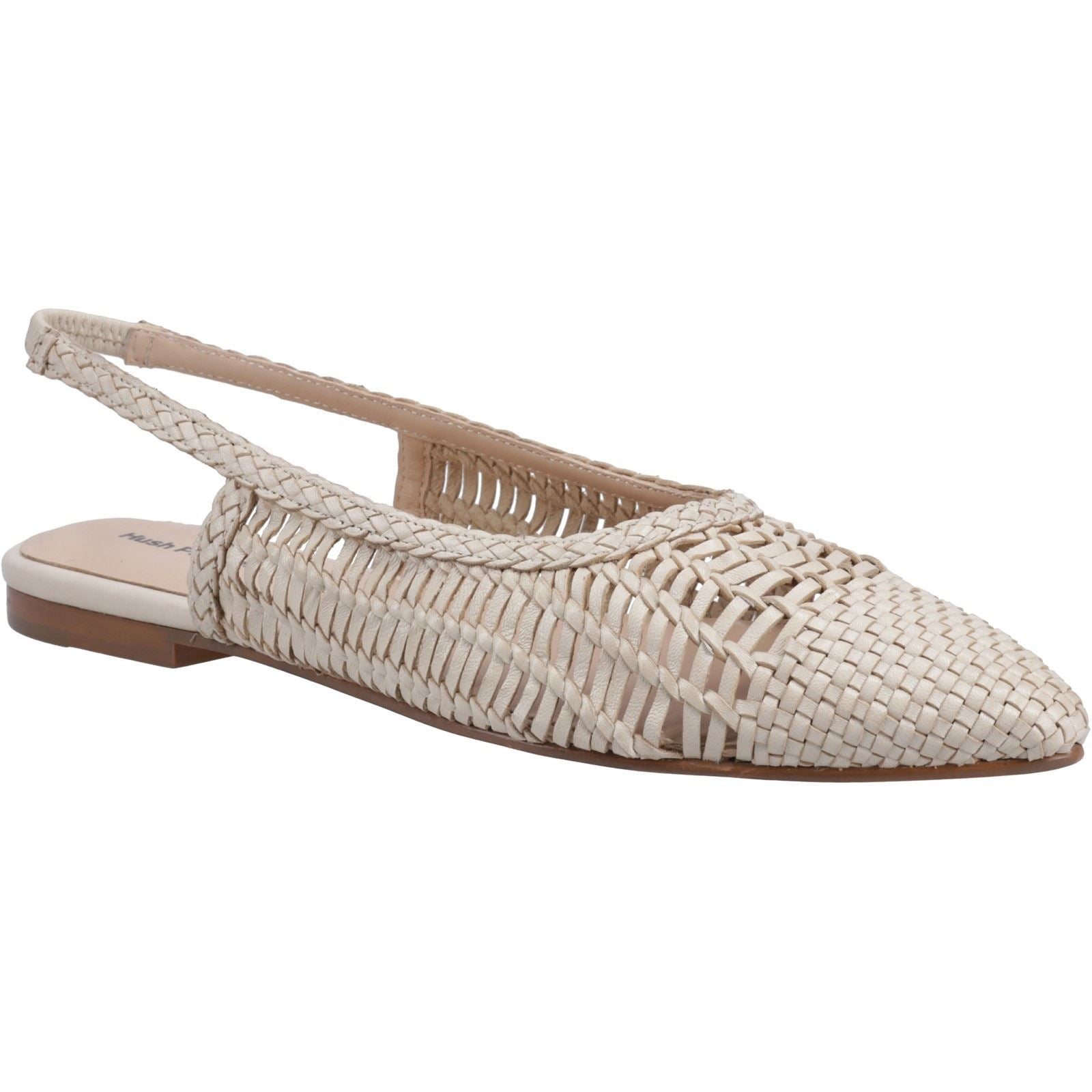 Hush Puppies Dalia Woven Leather Women's Cream Flats