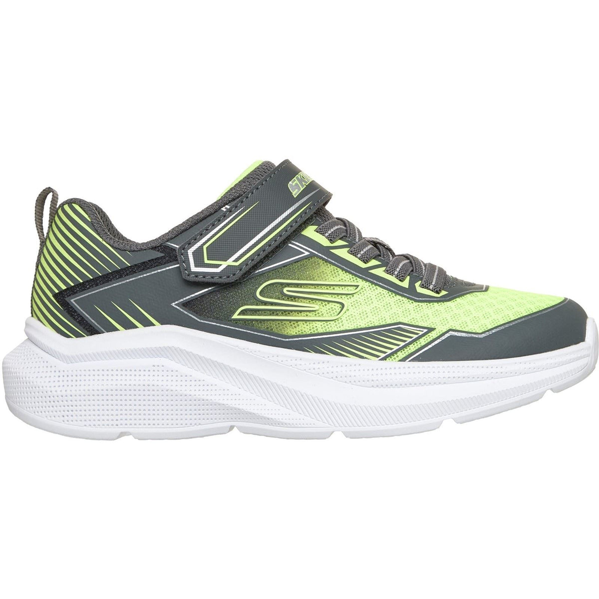 Skechers Microspec Velocity Grid-Drift Boy's Charcoal/Yellow & Silver Trainers