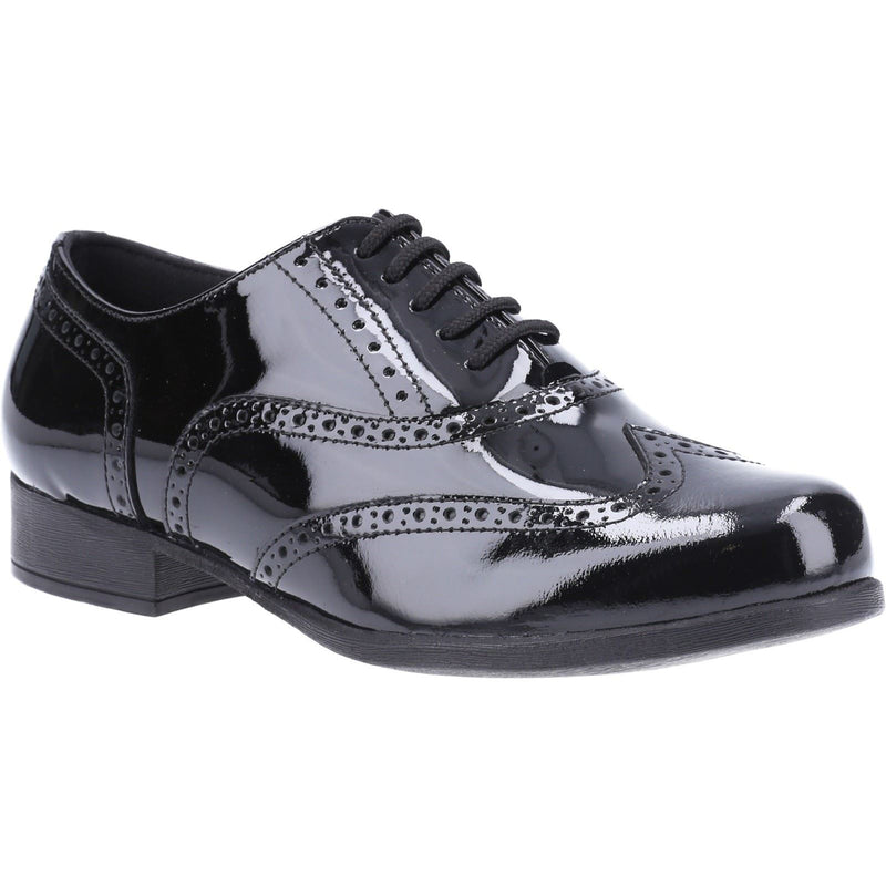 Hush Puppies Kada Junior Girls Black Patent Leather Brogues