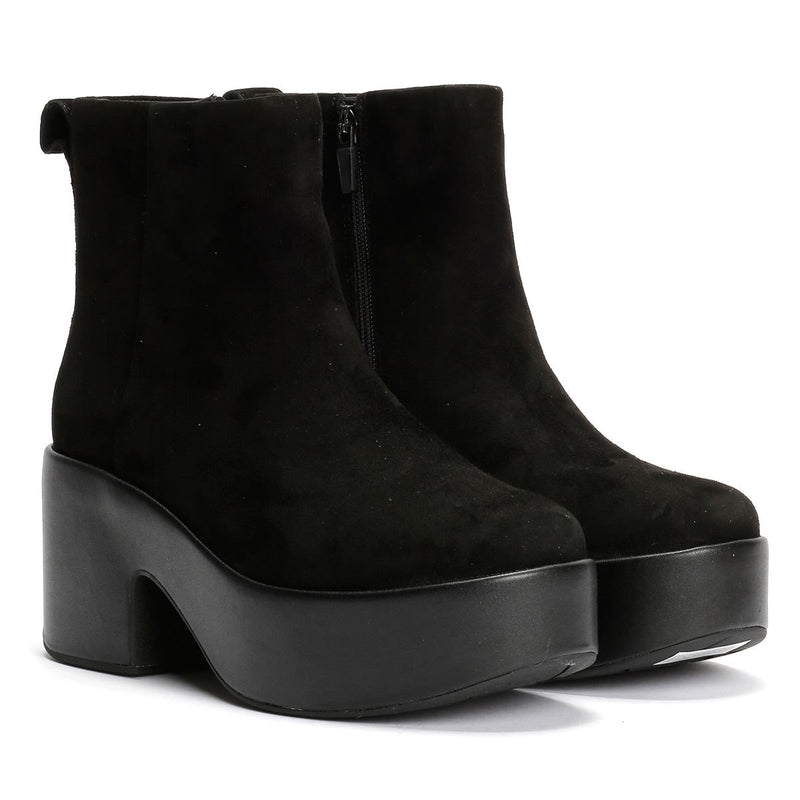 FitFlop Platfforms Heeled Suede Women's Black Ankle Boots