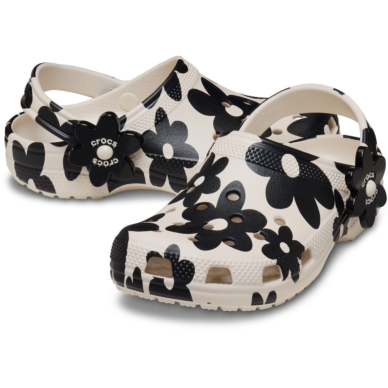 Crocs Classic Pop Petals EVA Girl's Summit White/Black Casual Shoes - Clogs