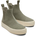 TOMS Fenix Platform Leather Women's Vetiver Grey Flat Chelsea Boots