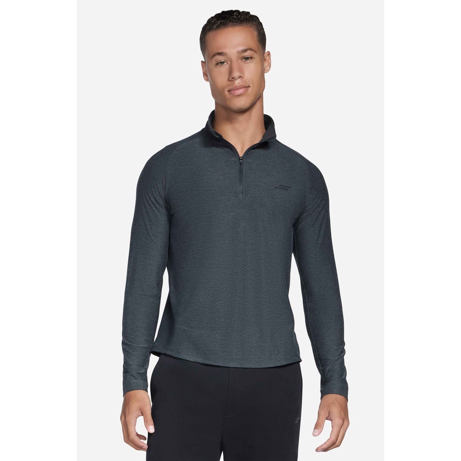 Skechers GO DRI All Day Performance 1/4 Zip Polyester Men's Black Activewear T-Shirts