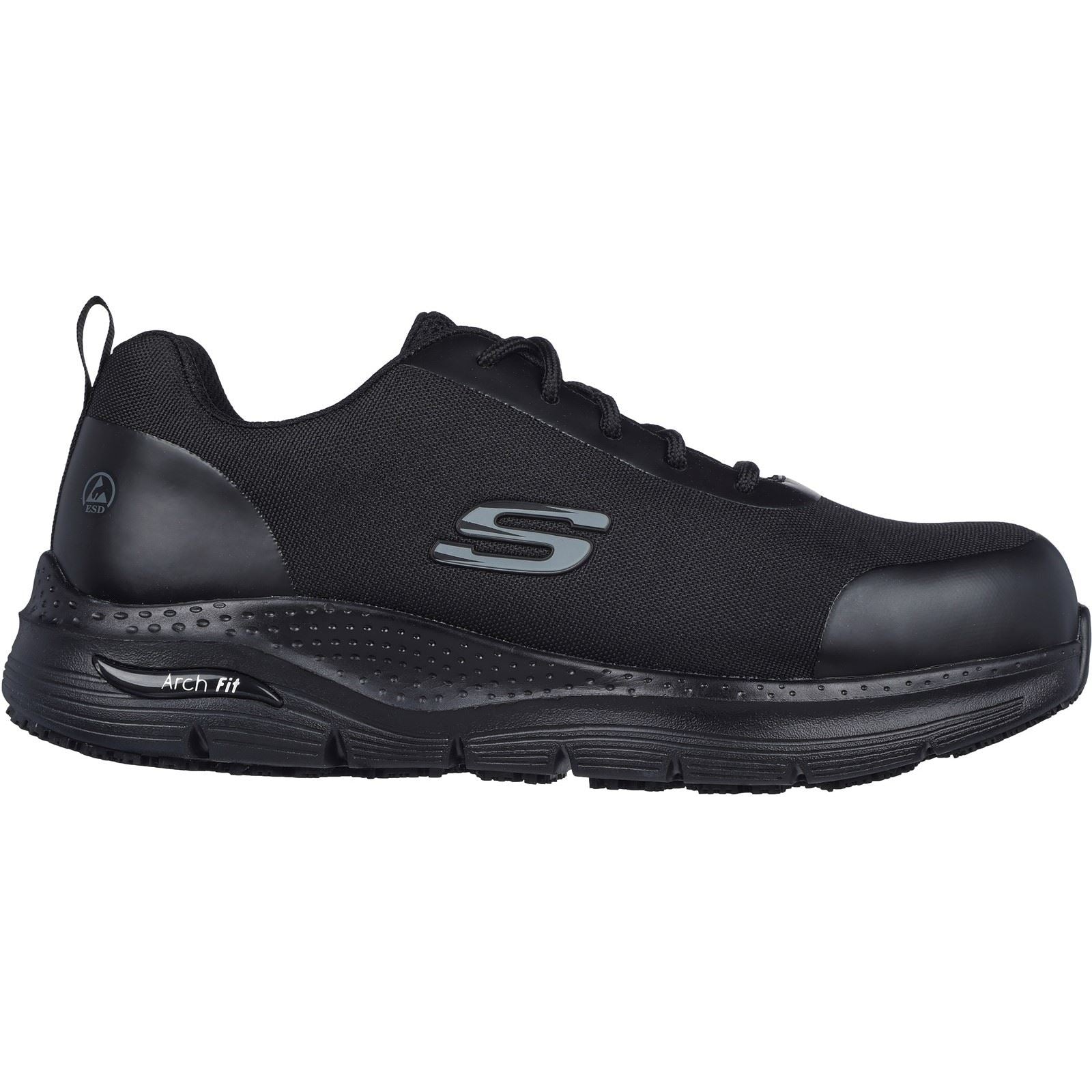 Skechers Workwear Arch Fit SR Ringstap Textile Men's Black Safety Trainers
