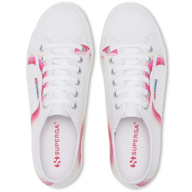 Superga 2790 Round Stripes Cotton Women's White/Shaded Blue Trainers