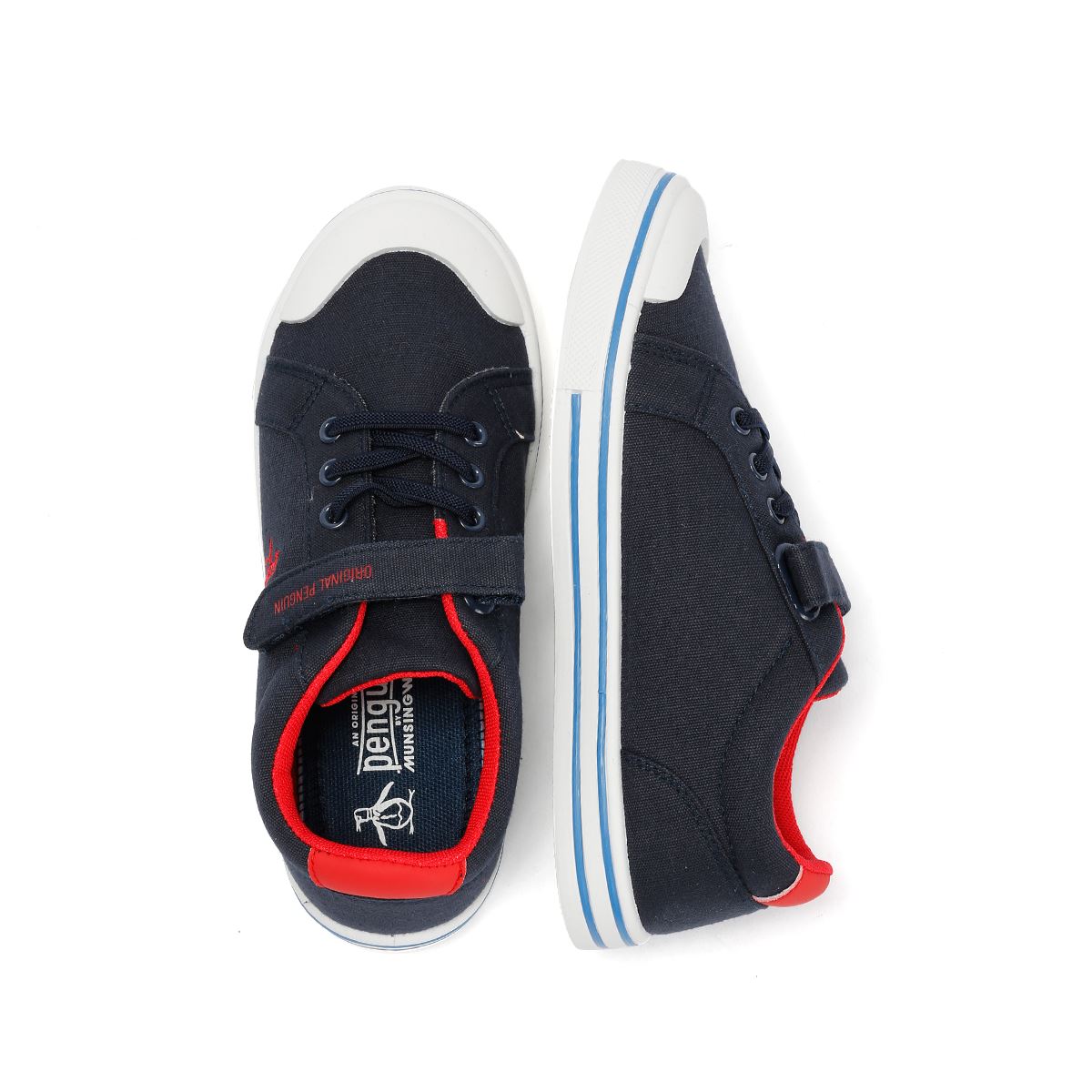 Penguin Junior Rainbow Canvas Navy/Red Trainers