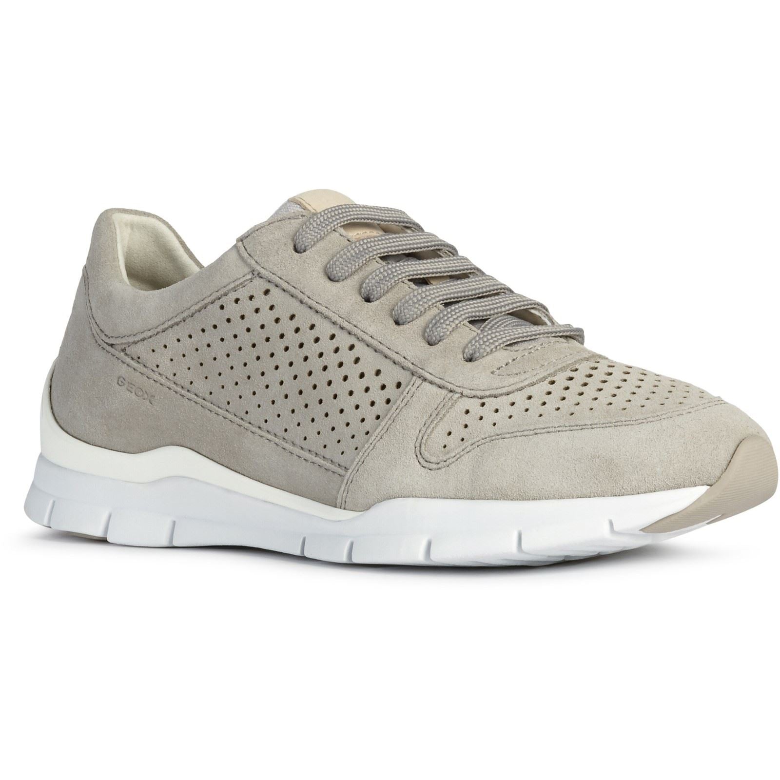 Geox D Sukie B Leather Women's Light Grey Trainers