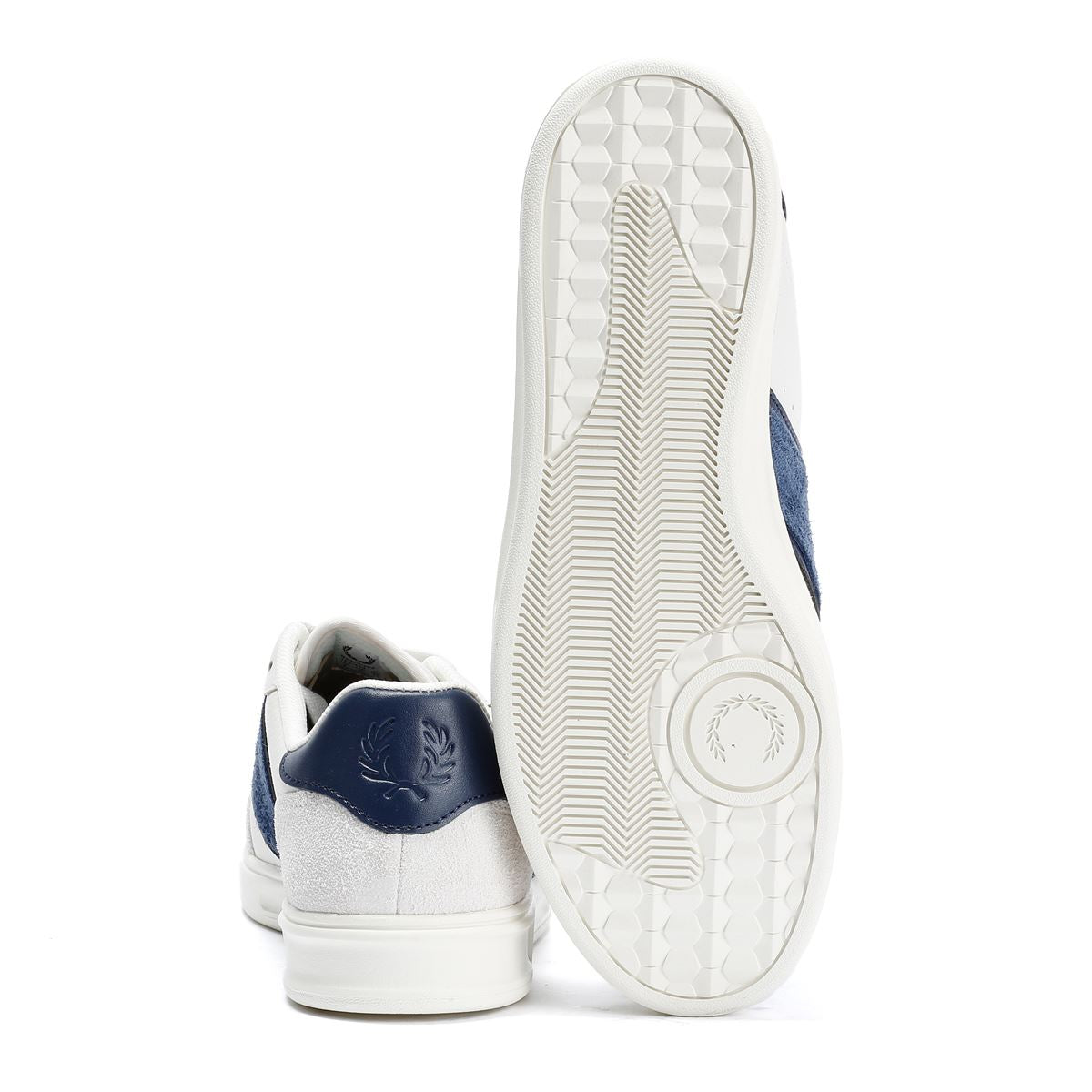 Fred Perry B4 Textured Leather/Suede Men's Porcelain/Blue Trainers