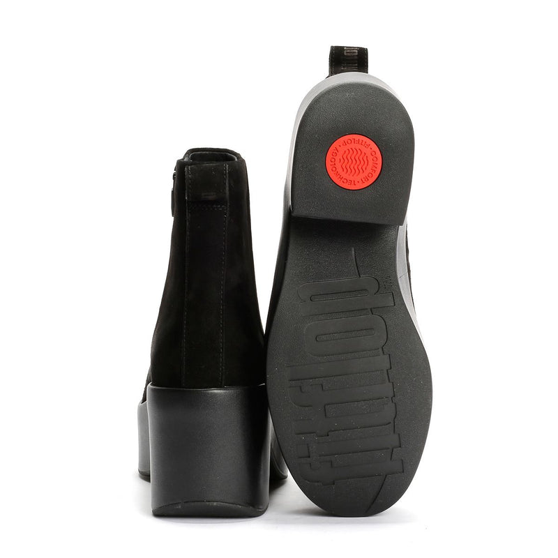 FitFlop Platfforms Heeled Suede Women's Black Ankle Boots