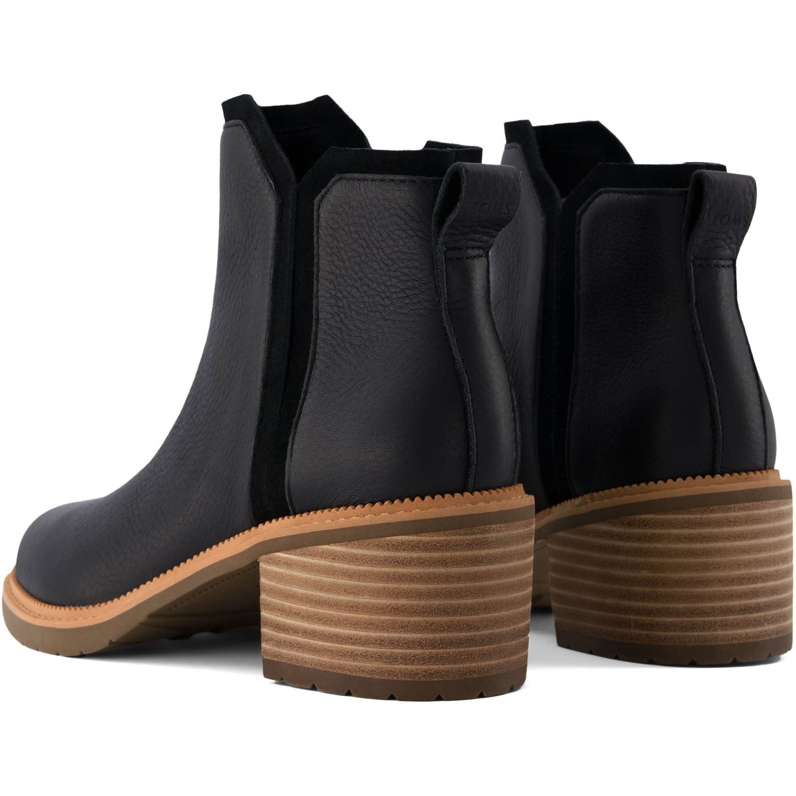 TOMS Hailey Leather Women's Black Heeled Ankle Boots