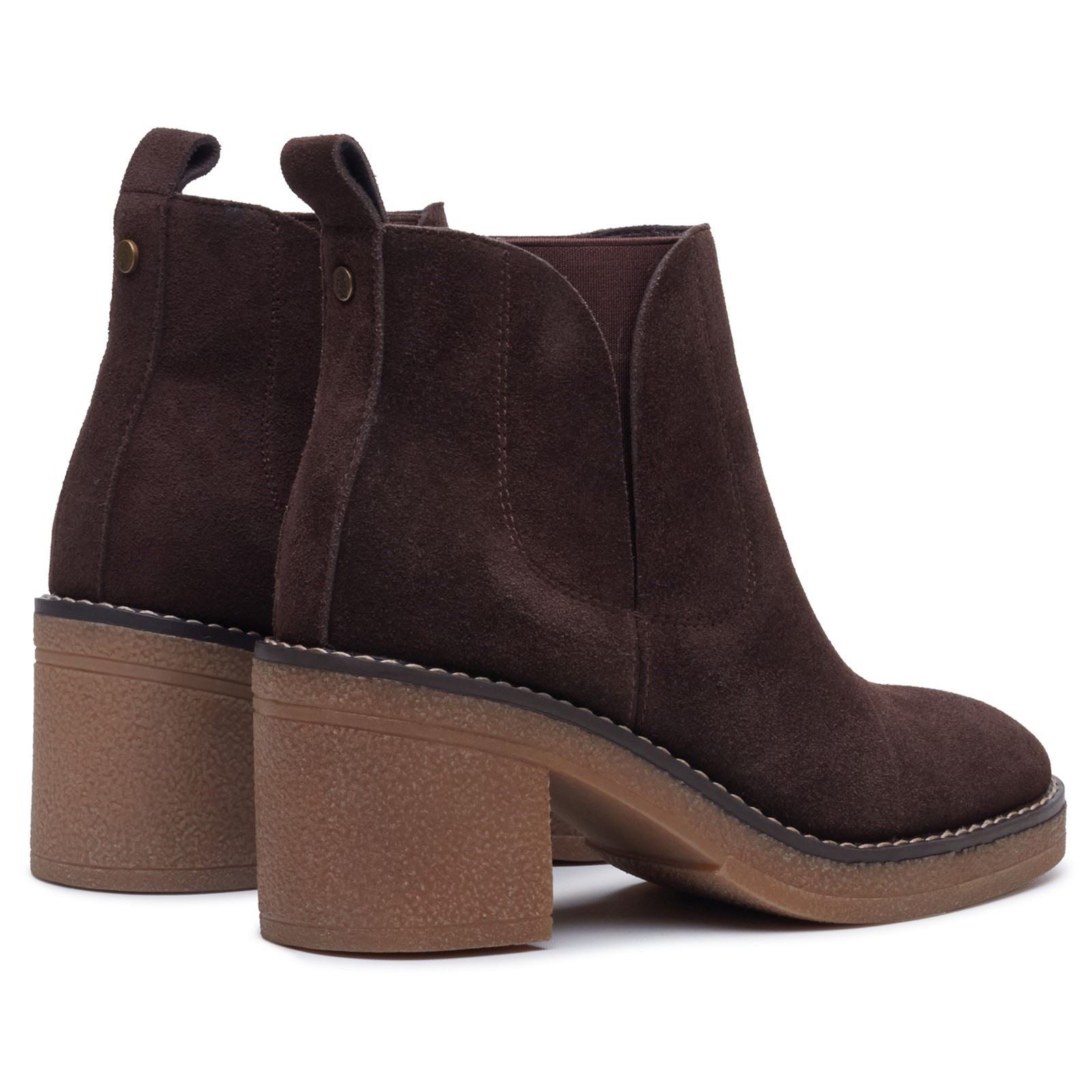 Hush Puppies Felicia Suede Women's Chocolate Heeled Ankle Boots