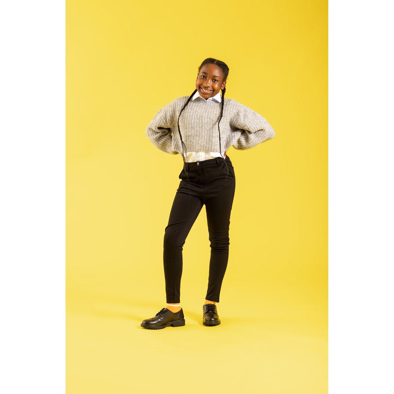 Hush Puppies Athena Senior Leather Girls's Black Brogues