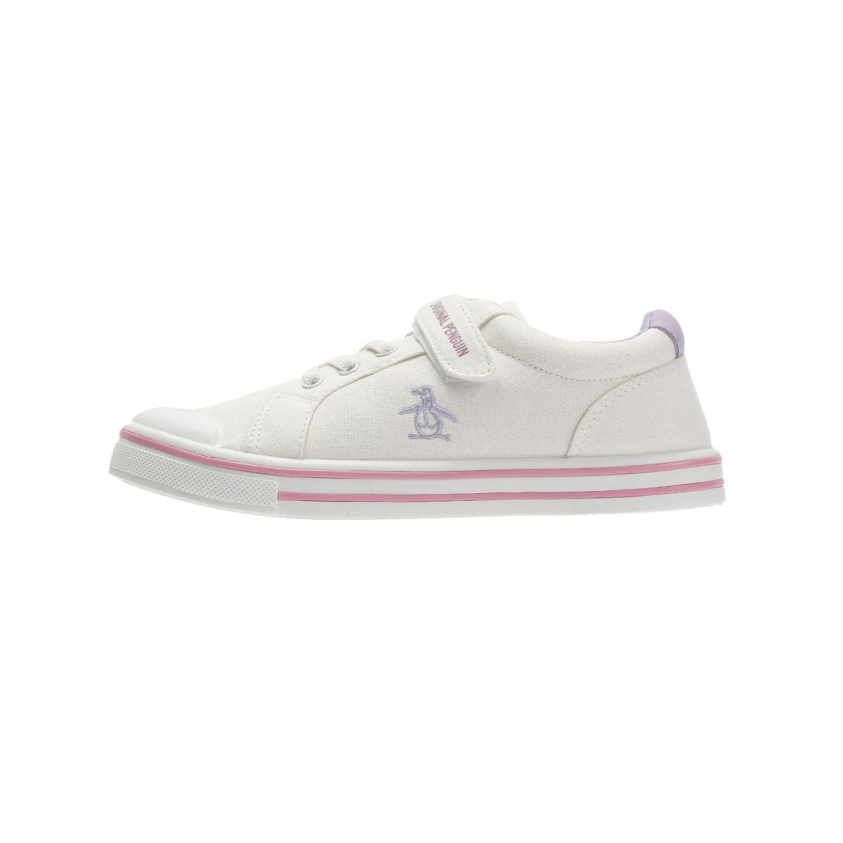 Penguin Junior Rainbow Canvas Girls's White/Lilac Trainers