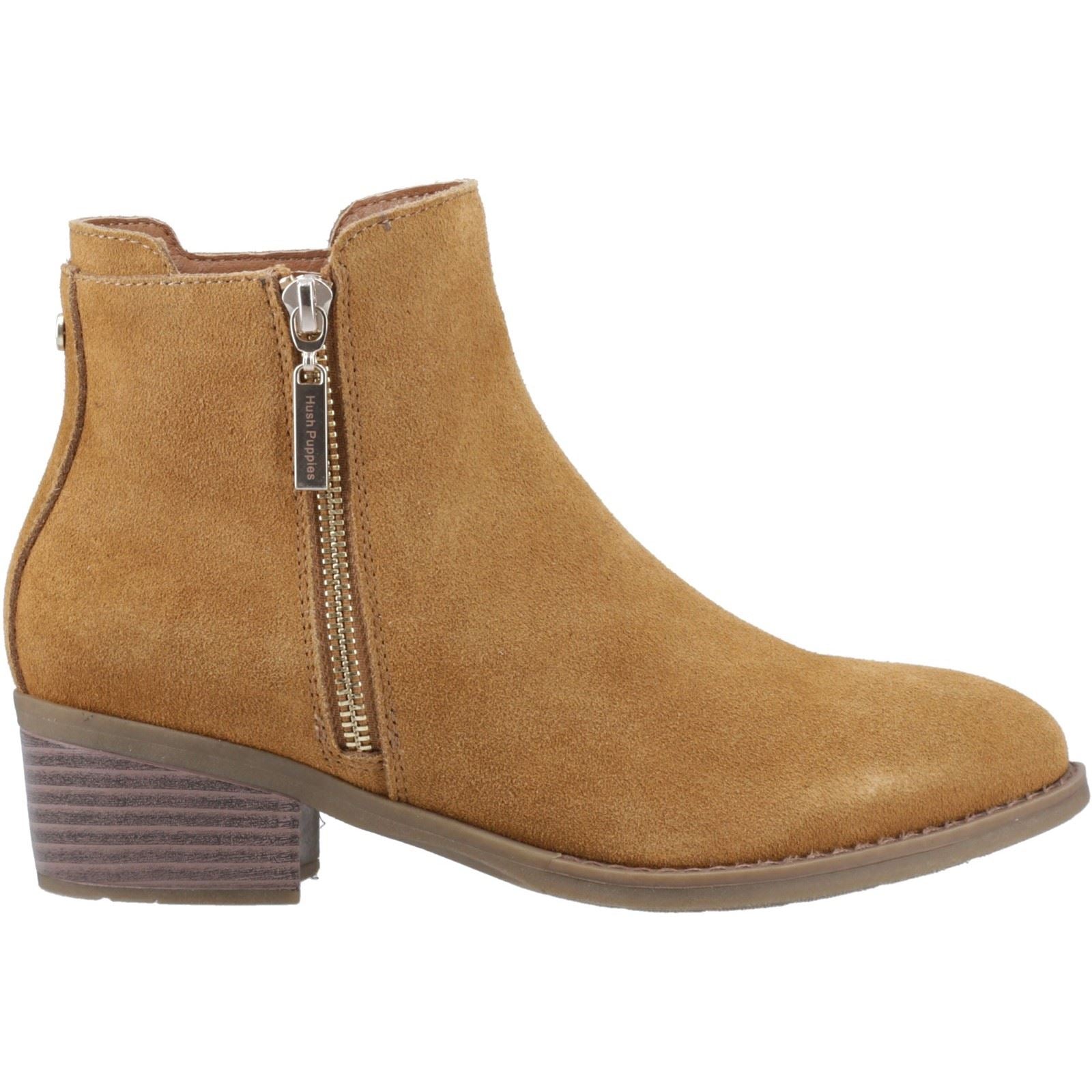 Hush Puppies Ingrid Suede Women's Tan Heeled Ankle Boots