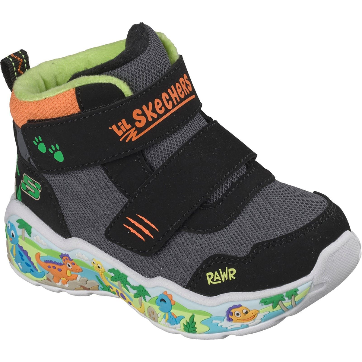 Skechers Play Scene Frosty Pals Boy's Black/Charcoal/Orange Trainers
