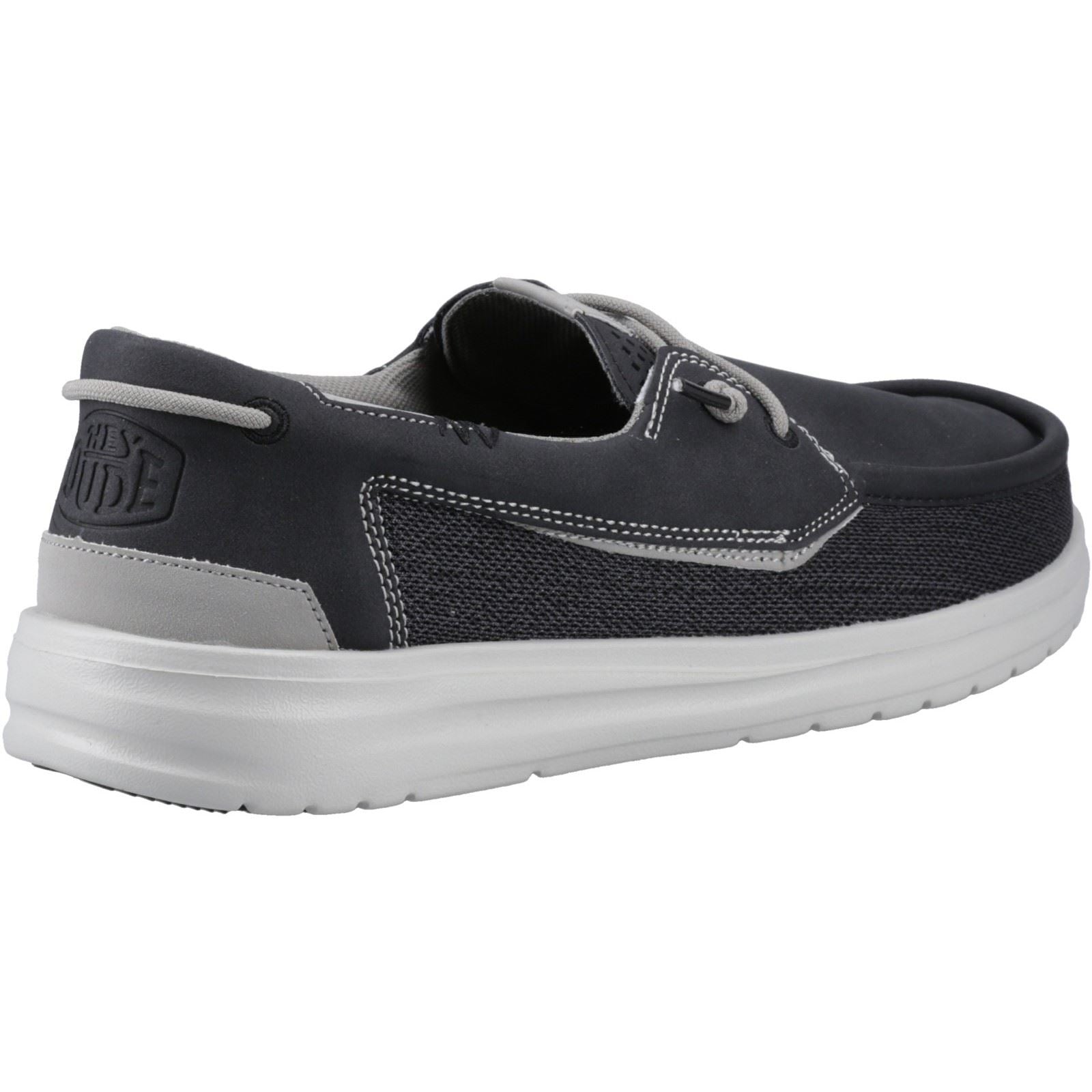 HEYDUDE Welsh Grip Classic Mesh Cotton Blend Men's Black/Storm Gray Boat Shoes