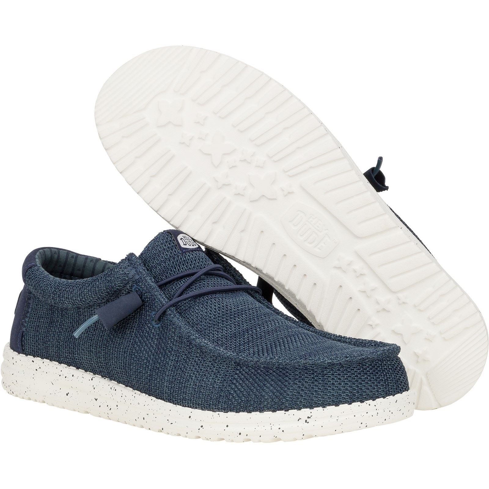 HEYDUDE Wally Stretch Mesh Synthetic Men's Navy Boat Shoes
