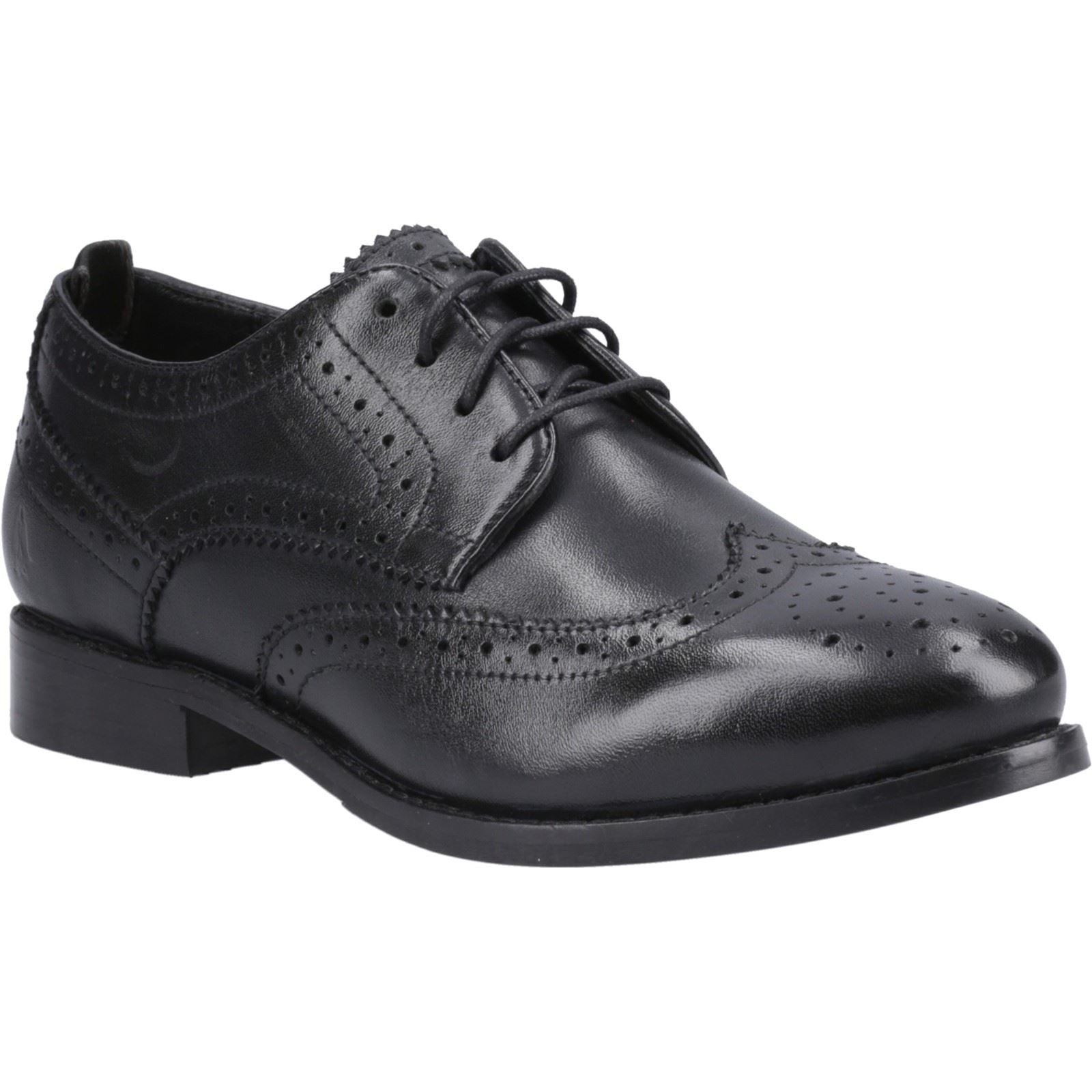 Hush Puppies Natalia Leather Women's Black/Black Brogues Shoes