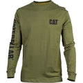 Caterpillar Trademark Banner Long Sleeve Cotton Men's Green T-Shirt