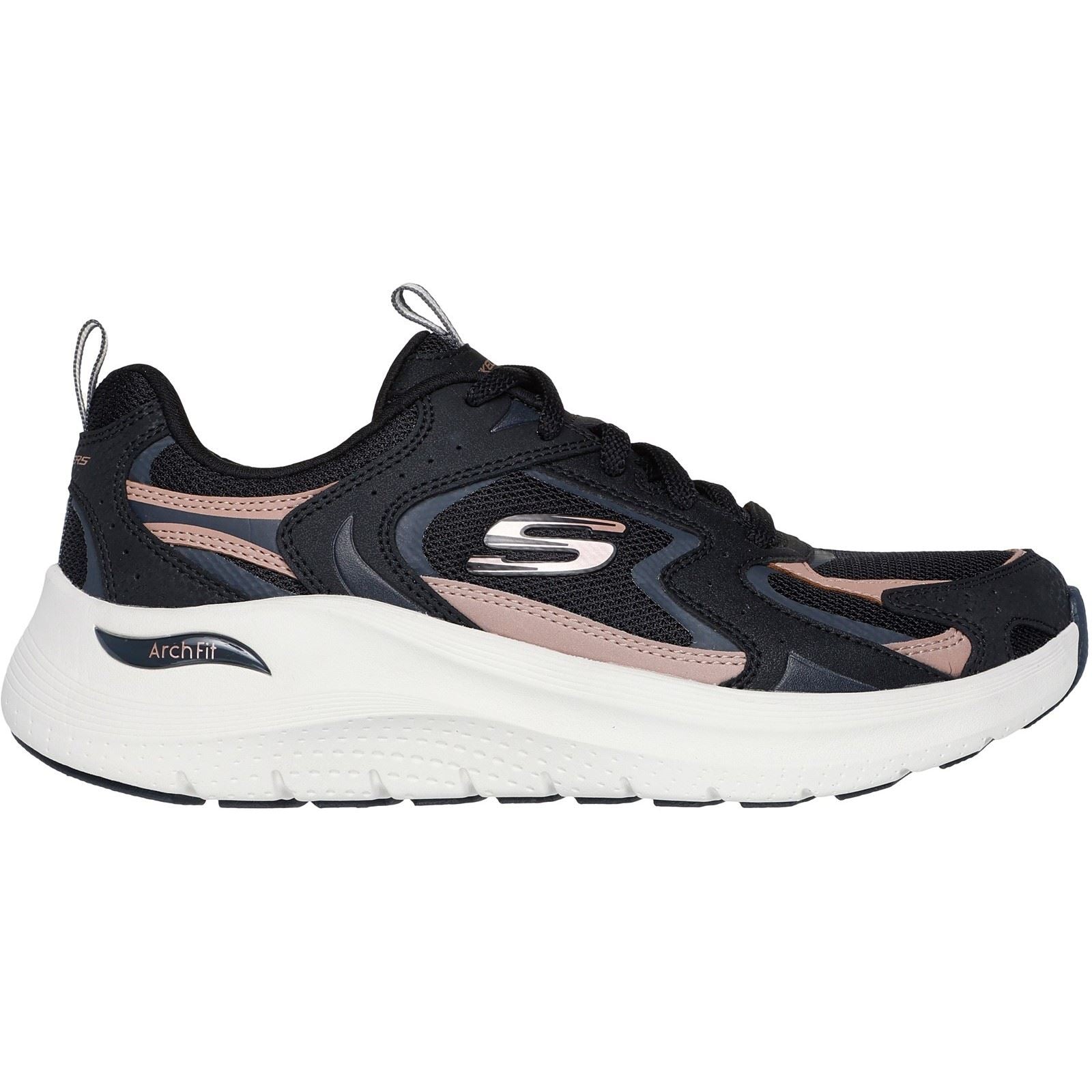 Skechers Arch Fit 2.0 Vintage Luxe Leather Women's Black/Rose Gold Trainers