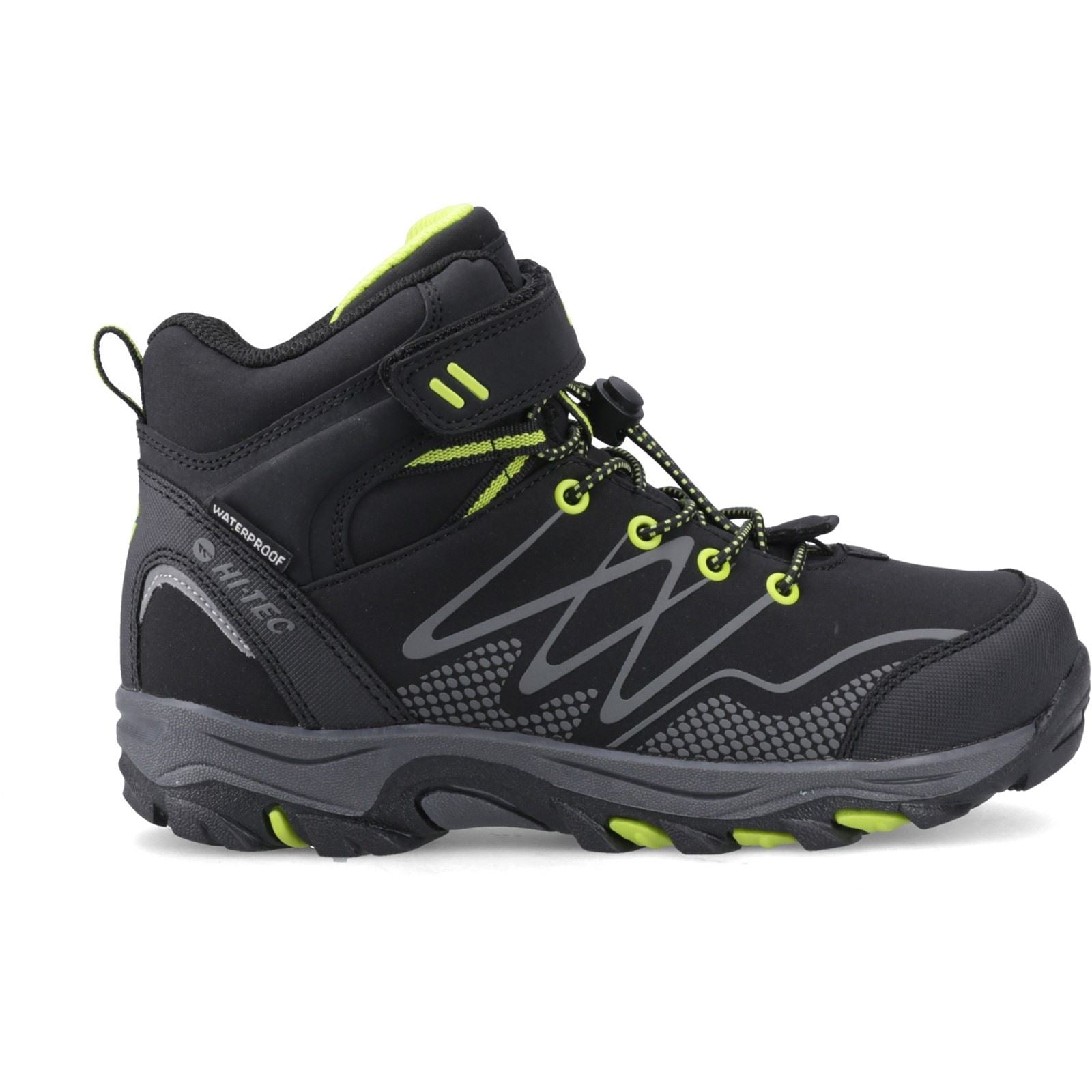 Hi-Tec Blackout Mid Polyester Boy's Black/Lime Hiking Boots