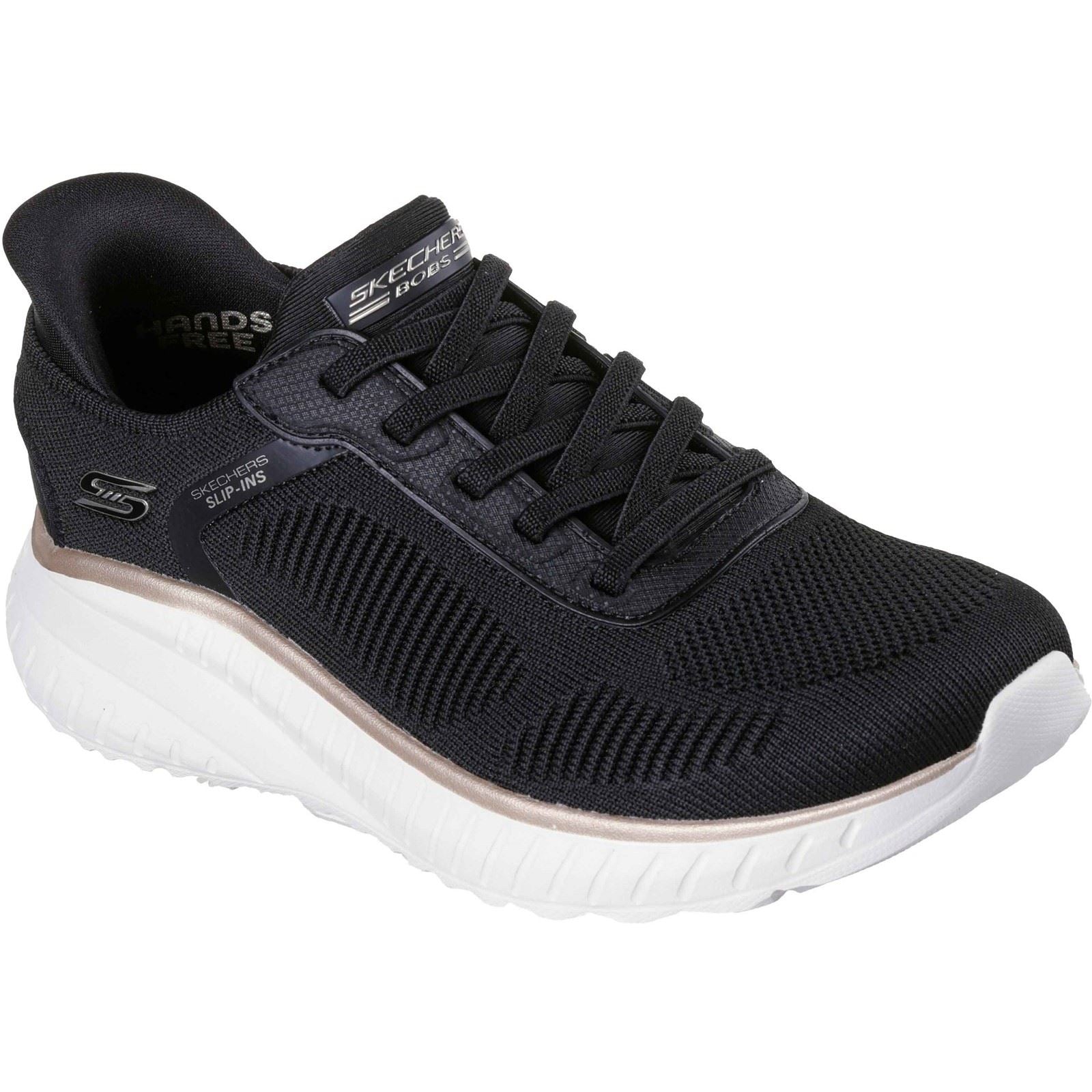 Skechers BOBS Sport Squad Chaos Textile Women's Black/Gold Standard Trainers