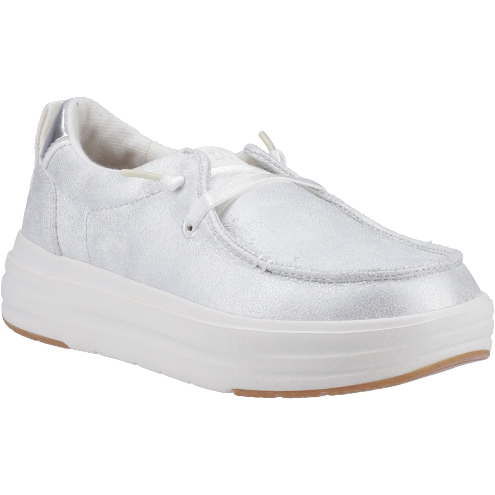 HEYDUDE Wendy Nova Shimmer Synthetic Women's Snow White Moccasins Shoes