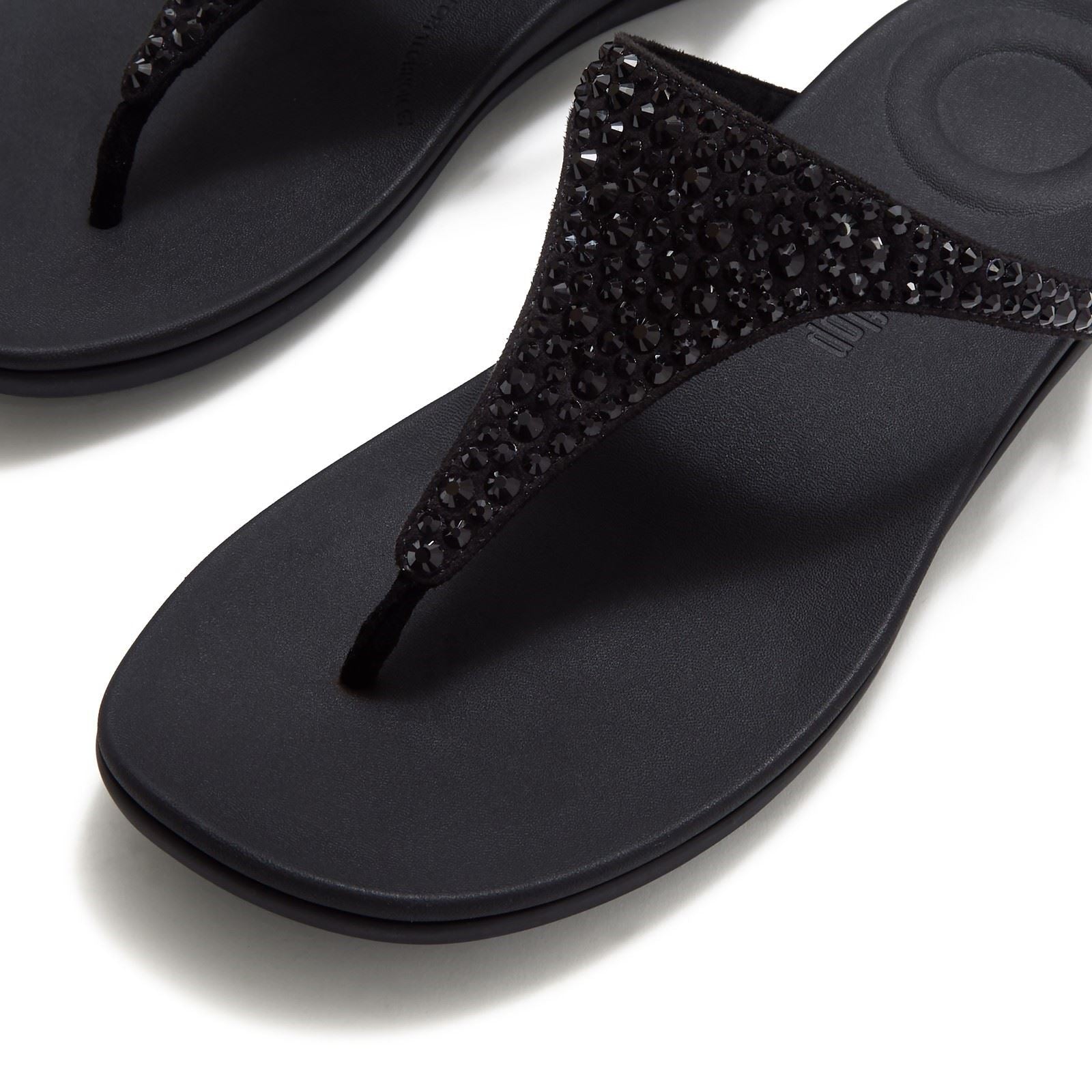 Fitflop Solay Mixed-Crystal Textile Women's Black Sandals