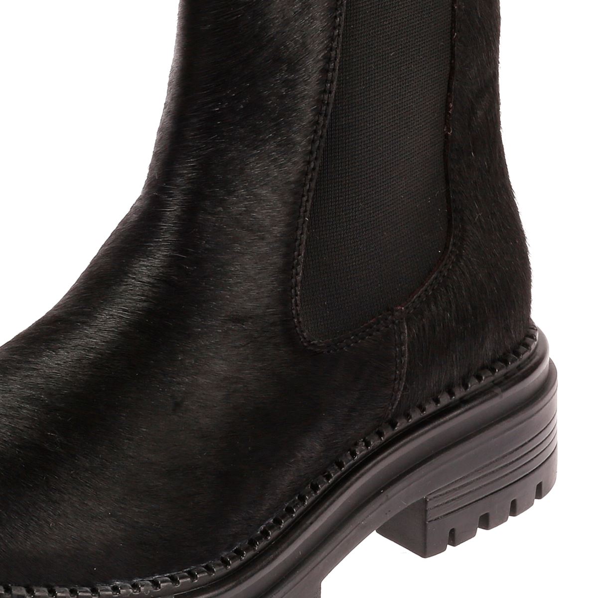 Osprey London The Hampton Chelsea Leather/Pony Hair Women's Black/Olive Boots