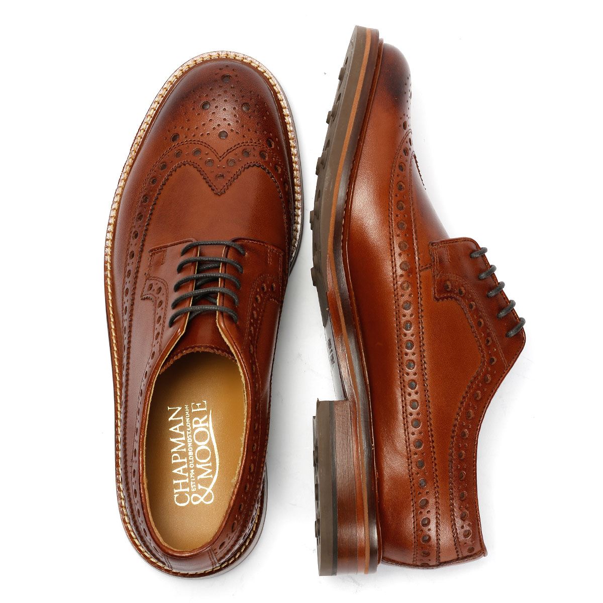 Chapman & Moore Longwing Brogue Country Leather Men's Berry Shoes