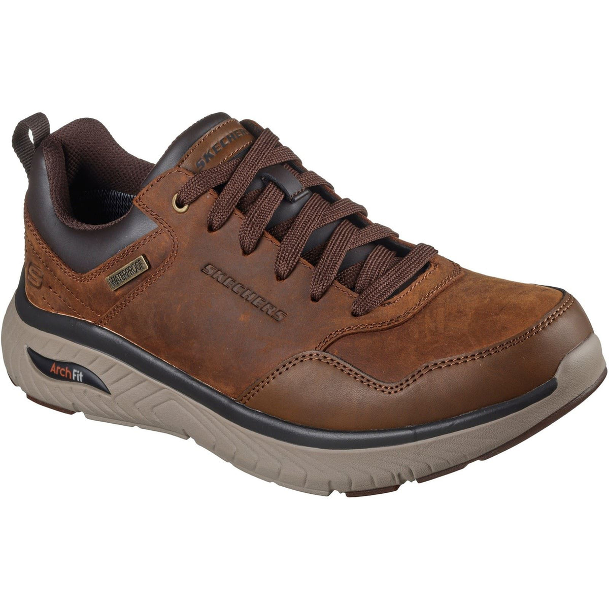 Skechers Arch Fit Crosser Ronaldo Leather Men's Dark Brown Leather Lace-Up Shoes