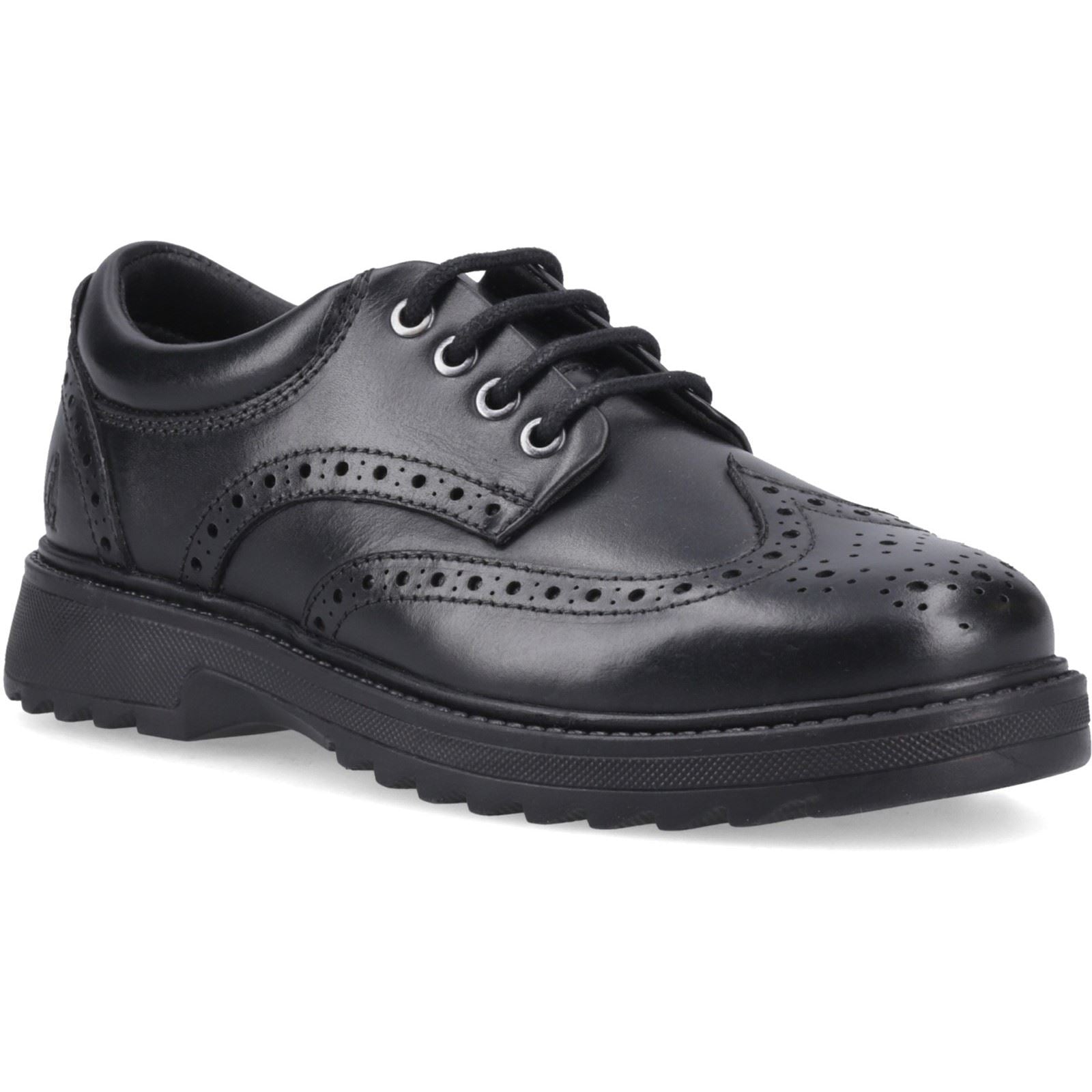 Hush Puppies Romeo Snr2 Leather Boy's Black Brogues